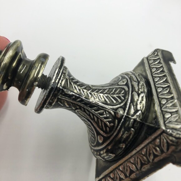 Vintage Set of 2 Metal and Glass Votive Candle Holders Stands Pewter Silver - Picture 9 of 13